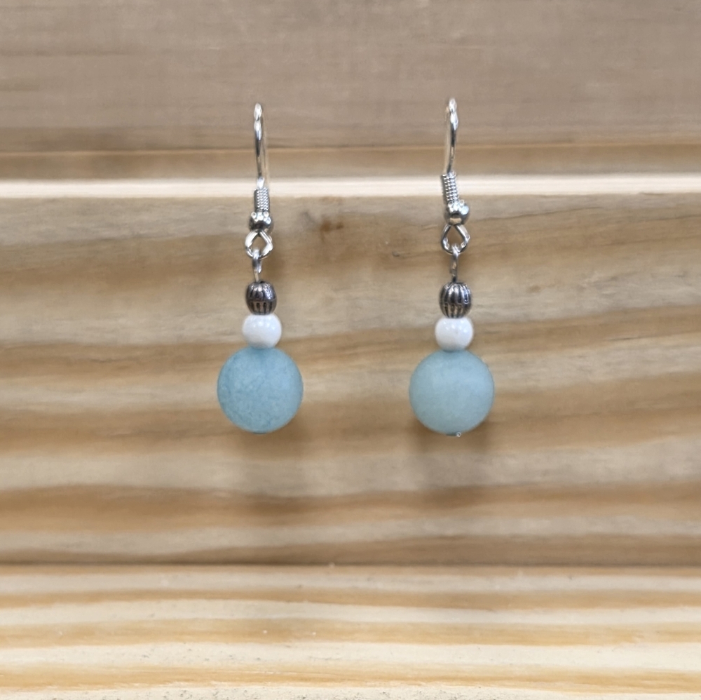 Elegant Blue and White Dangle Earrings